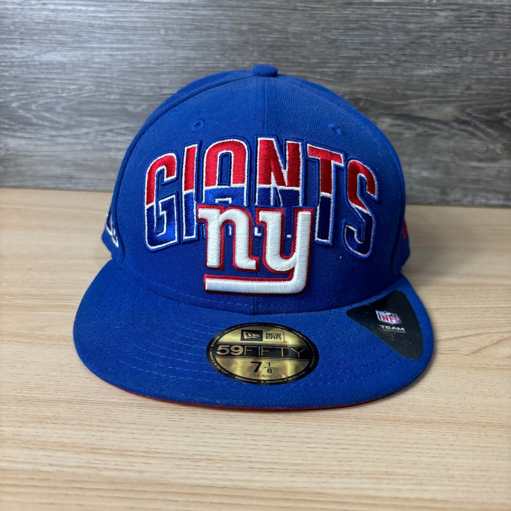 New York Giants Hat Cap Fitted 7 1/8 Blue Big Logo NFL Football New Era